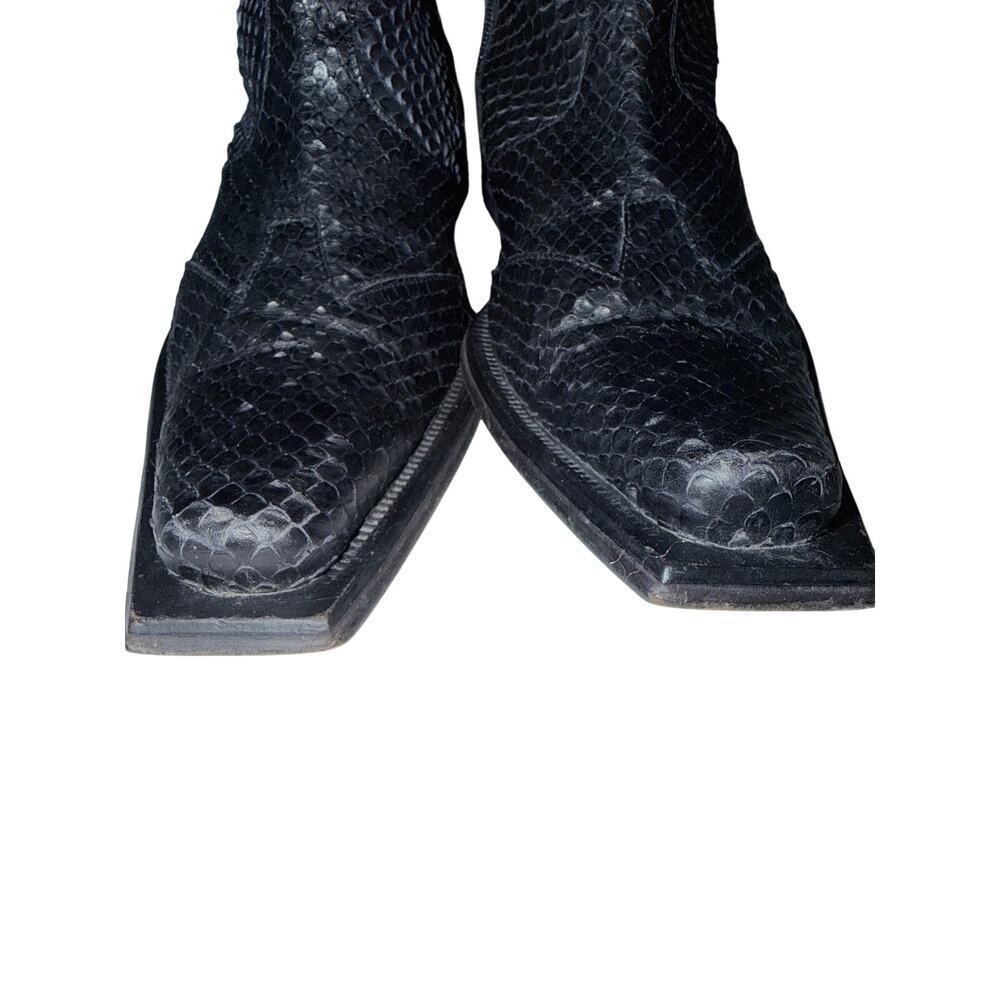 JAPE Italy Men 43 US 10 Black Snakeskin texture leather snip Toe Zip Boots Y2K - Picture 2 of 10